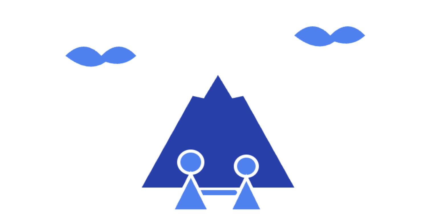Collaboration - illustration of a mountain guide and client standing together