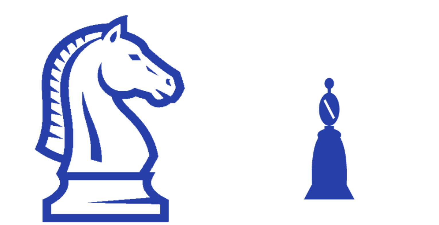 Strategy - a chess knight and bishop facing each other